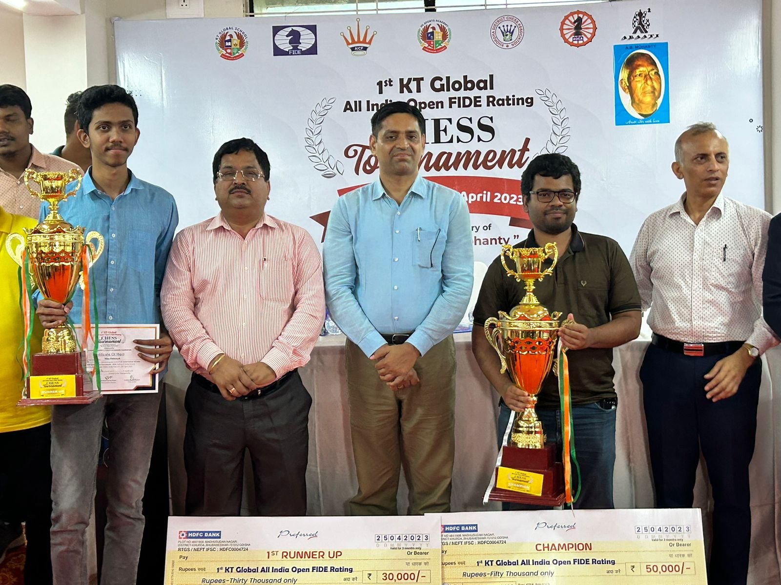 First 1st Prize at All-India Open FIDE Rating Chess Tournament